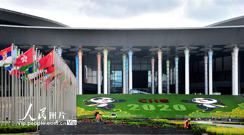 上海:花卉扮靓进博会迎宾广场【4】