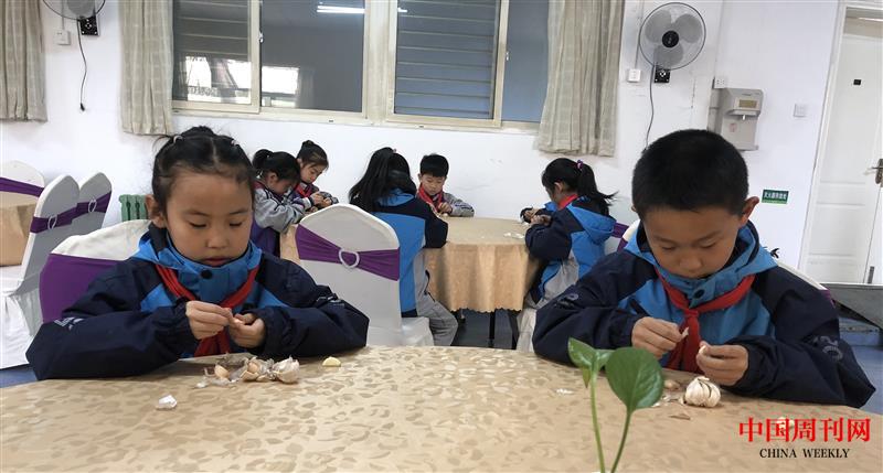 石家庄市桥西外国语小学剥蒜比赛。刘阳摄.jpg